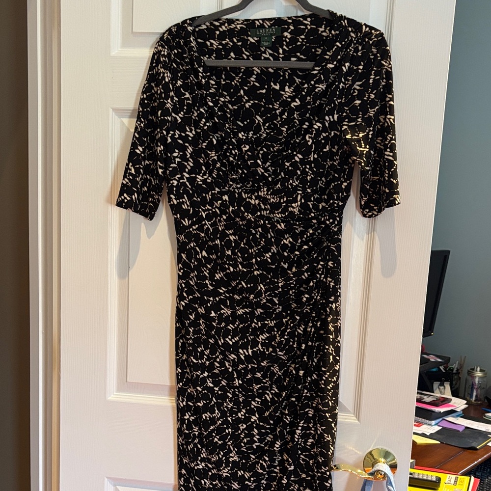 Lauren Ralph Lauren Black and White Long Sleeve Dress
